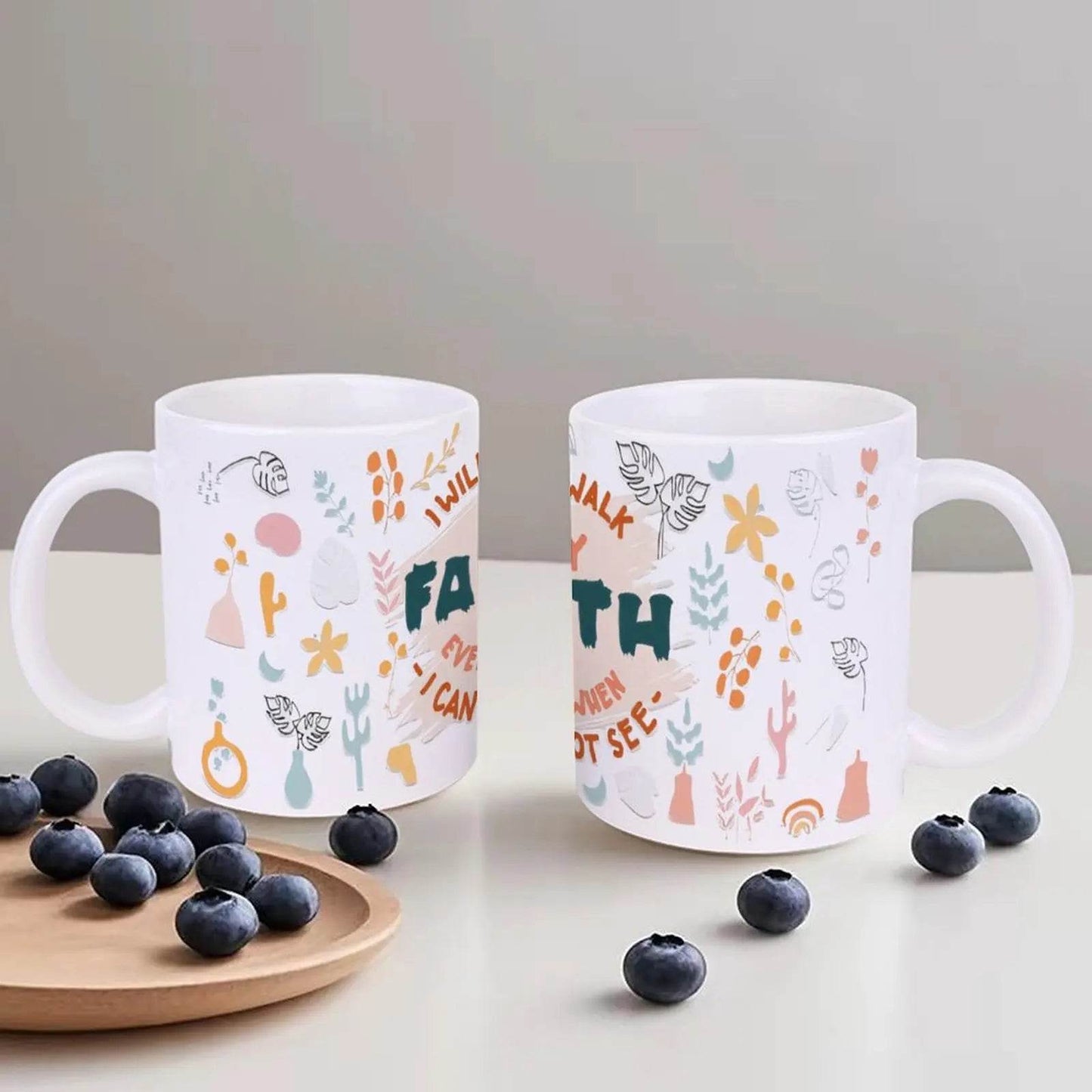 I Will Walk By Faith Even When I Can Not See Ceramic Coffee Mug Bible Verse Cup, 330ml Cute Mugs - Loft&Timber