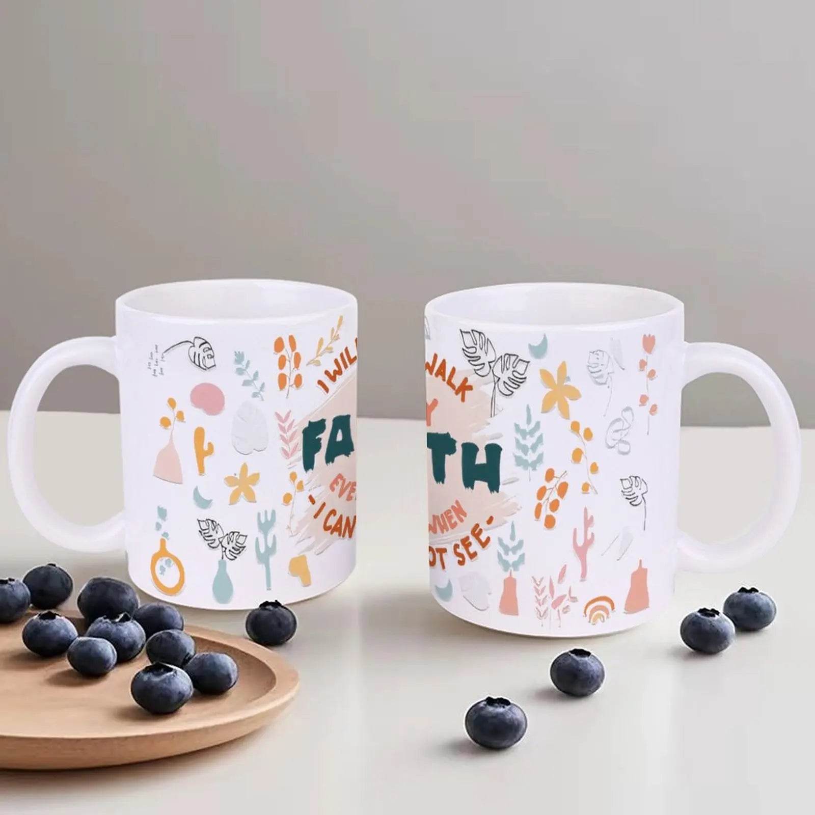 I Will Walk By Faith Even When I Can Not See Ceramic Coffee Mug Bible Verse Cup, 330ml Cute Mugs - Loft&Timber