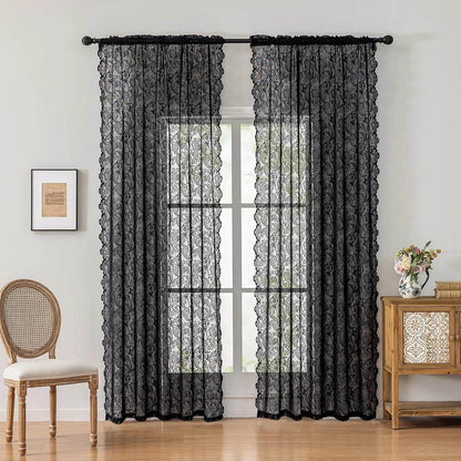 1pc elegant phoenix tail lace chiffon curtain - Loft&Timber