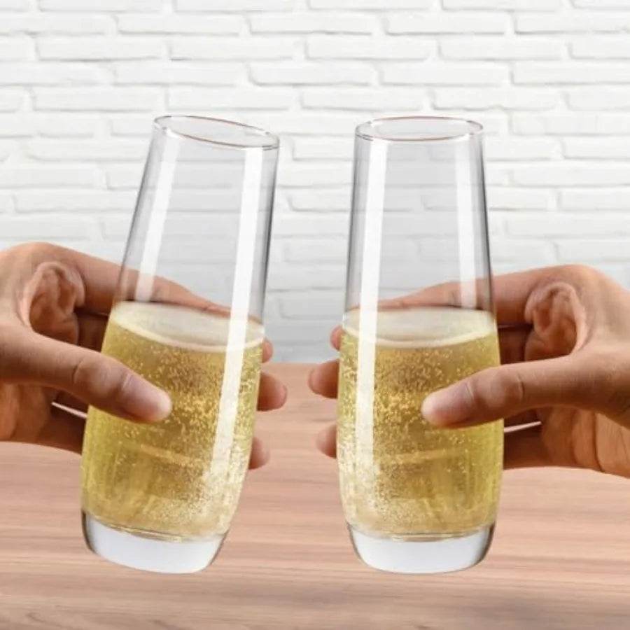 Stemless Champagne Flutes 8 oz Cocktail Glasses - Loft&Timber