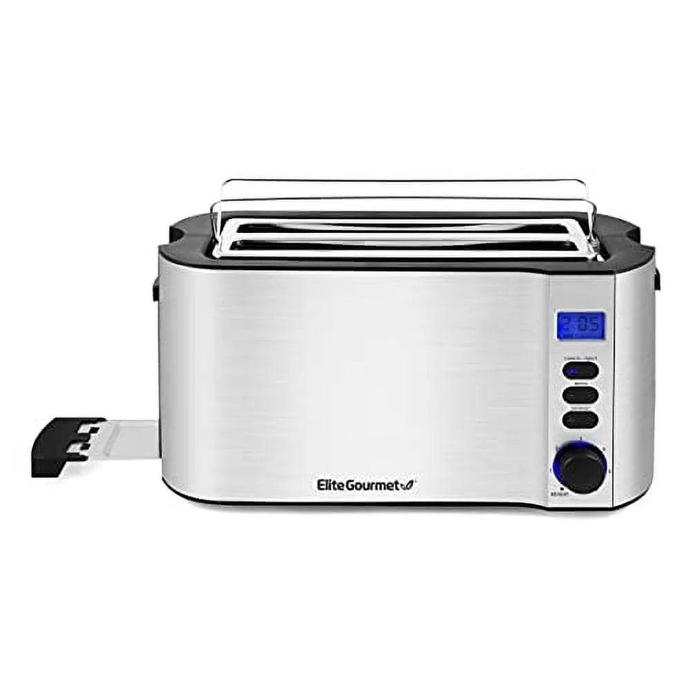 4-Slice Digital Stainless Steel Long-Slot Toaster with LED Display - Loft&Timber