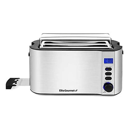 4-Slice Digital Stainless Steel Long-Slot Toaster with LED Display - Loft&Timber