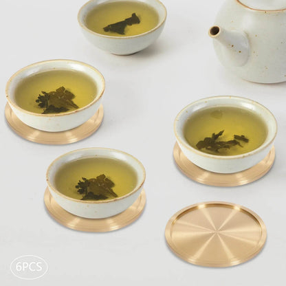 Heavy Brass Coasters for Drinks 6-Pack - Loft&Timber