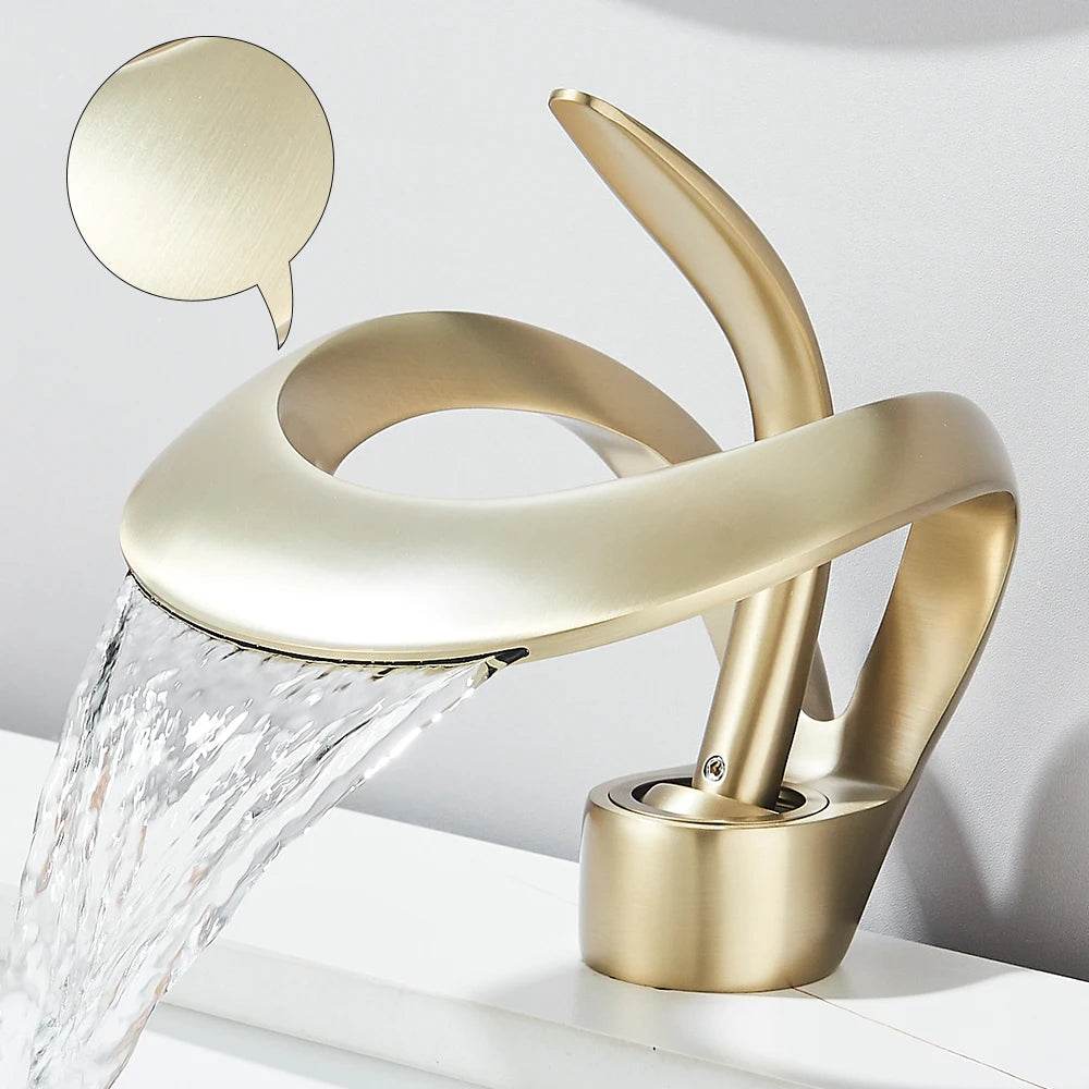 Solid Brass Waterfall Basin Faucet Single Handle - Loft&Timber