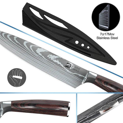 8pcs Kitchen Knife Damascus Stainless Steel - Loft&Timber