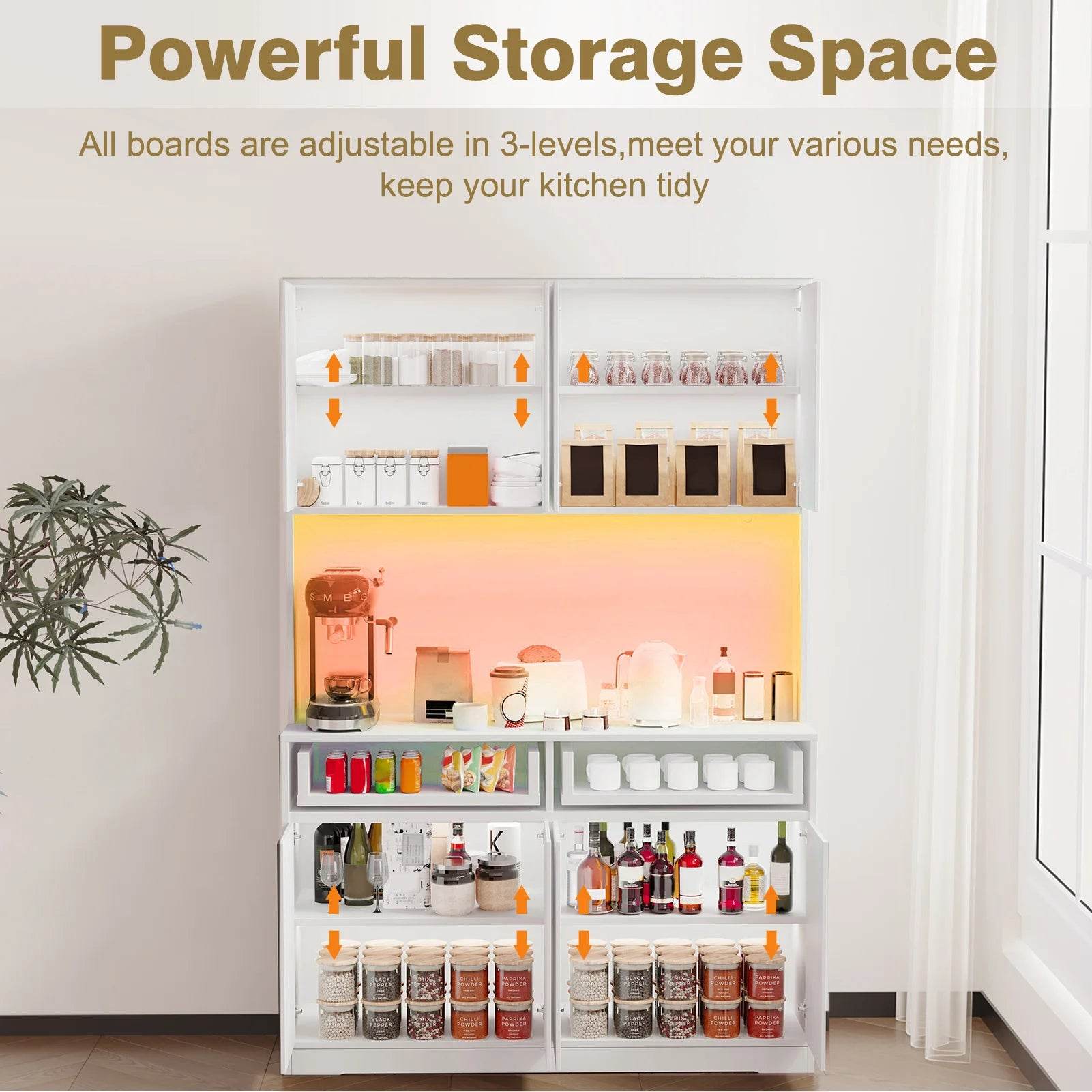 71'' Tall Kitchen Pantry with LED Lights - Loft&Timber