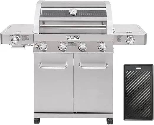Stainless Steel 4-Burner Propane Gas Grill with Infrared Side Sear and Side Burners - Loft&Timber