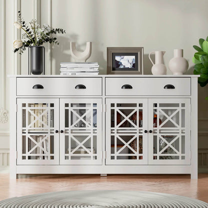 Modern Buffet Sideboard with 4 Acrylic Glass Doors - Loft&Timber