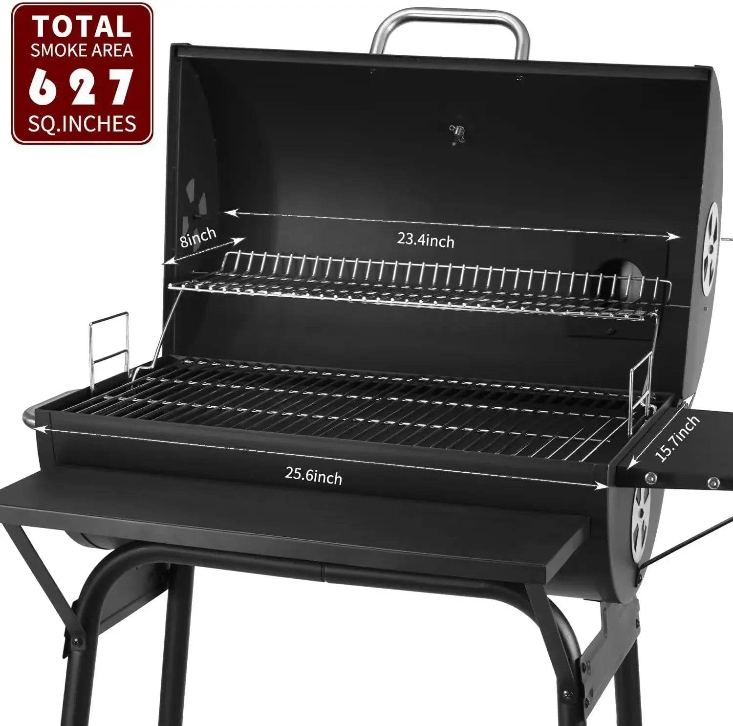 Charcoal Grills Outdoor BBQ Grill 30INCH Barrel Charcoal Grill with Side Table, Outdoor Backyard Camping Picnics - Loft&Timber