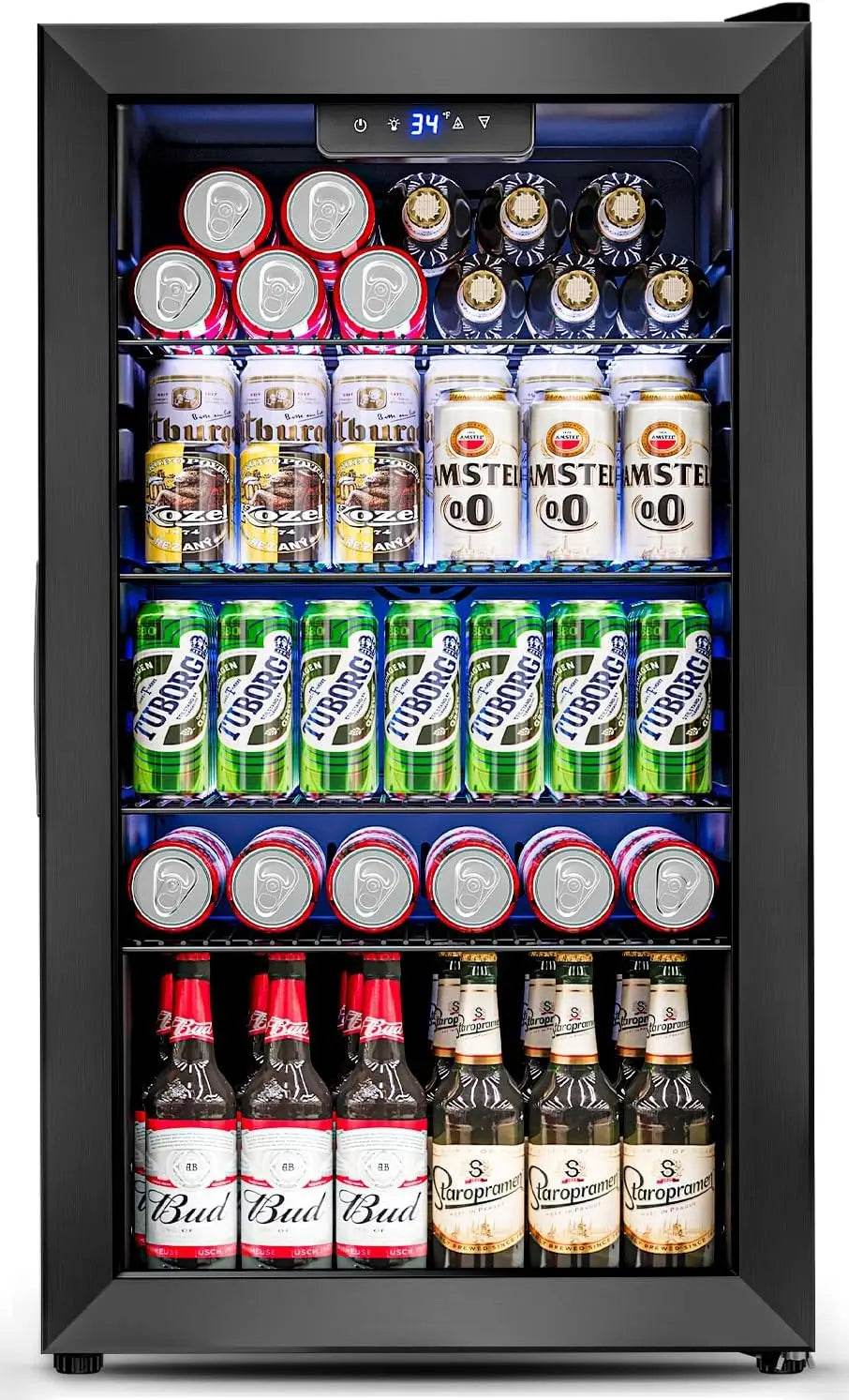 3.2 Cu.Ft Mini Fridge with Glass Door - 126 Can Beverage Refrigerator Cooler - Loft&Timber