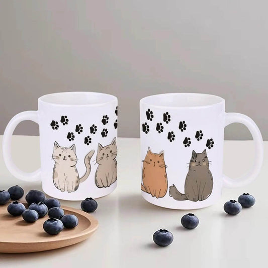 Four Cats With Paw Prints. Espresso Cups, 330ml Coffee Cups - Loft&Timber