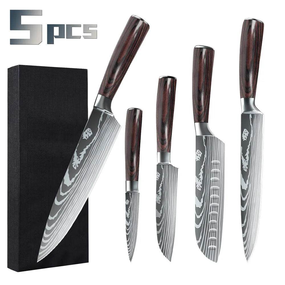 5/8pcs/10pcs Kitchen Knives Japanese Stainless Steel - Loft&Timber