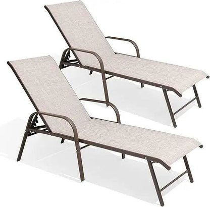 Chaise Lounge Chair Outdoor with Armrests, Set of 2 - Loft&Timber