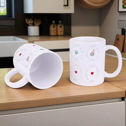 Stickers With A Cat And Paw Prints Cute Mugs, 330ml - Loft&Timber
