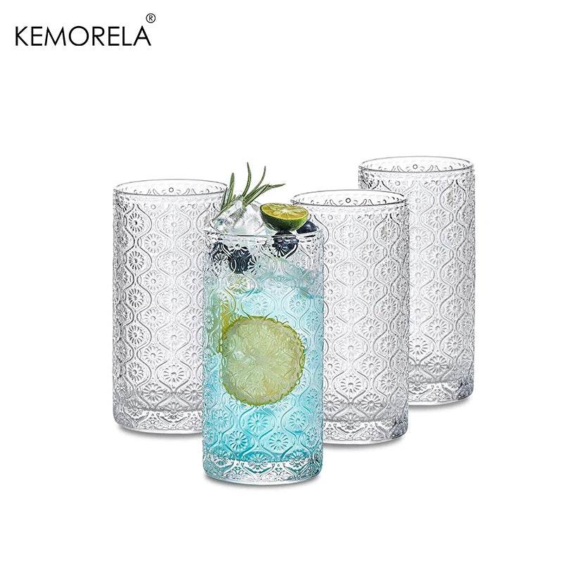 4PCS 350ML Retro Begonia Flower Glass Cups - Loft&Timber