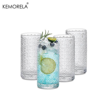 4PCS 350ML Retro Begonia Flower Glass Cups - Loft&Timber