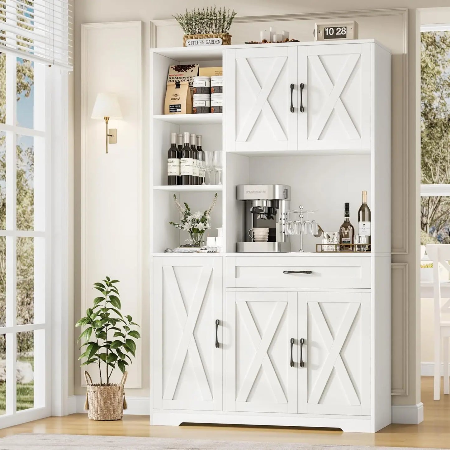 71" Tall Kitchen Pantry Storage Cabinet with Barn Doors Kitch - Loft&Timber