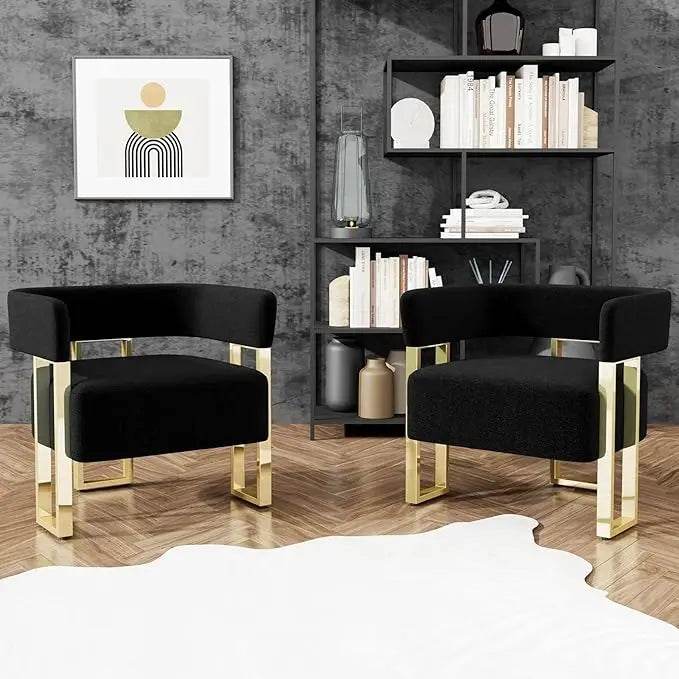 Modern Black and Gold Accent Chair Set of 2 - Loft&Timber