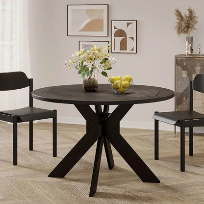 Sandee Dining Table, Round, Black - Loft&Timber