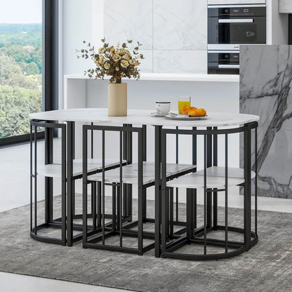 TOPMAX Modern 7-Piece Dining Table Set - Loft&Timber