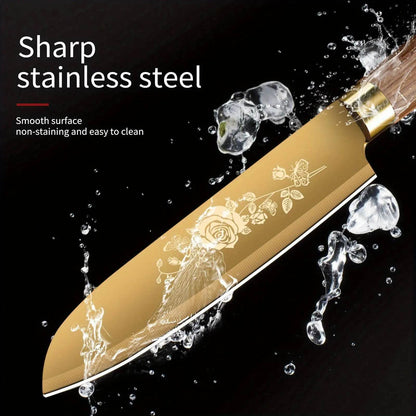 Luxury Gold Kitchen Knife Set - 4-Piece Stainless Steel Blades - Loft&Timber