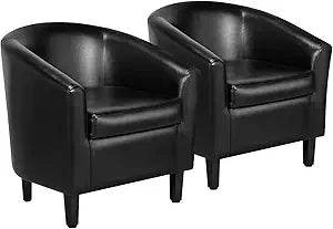 PU Leather Accent Chairs, Modern Barrel Chairs Side Chairs - Loft&Timber