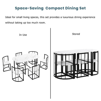 TOPMAX Modern 7-Piece Dining Table Set - Loft&Timber