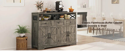Vabches Sideboard Buffet Cabinet with Drawers & Charging Station - Loft&Timber