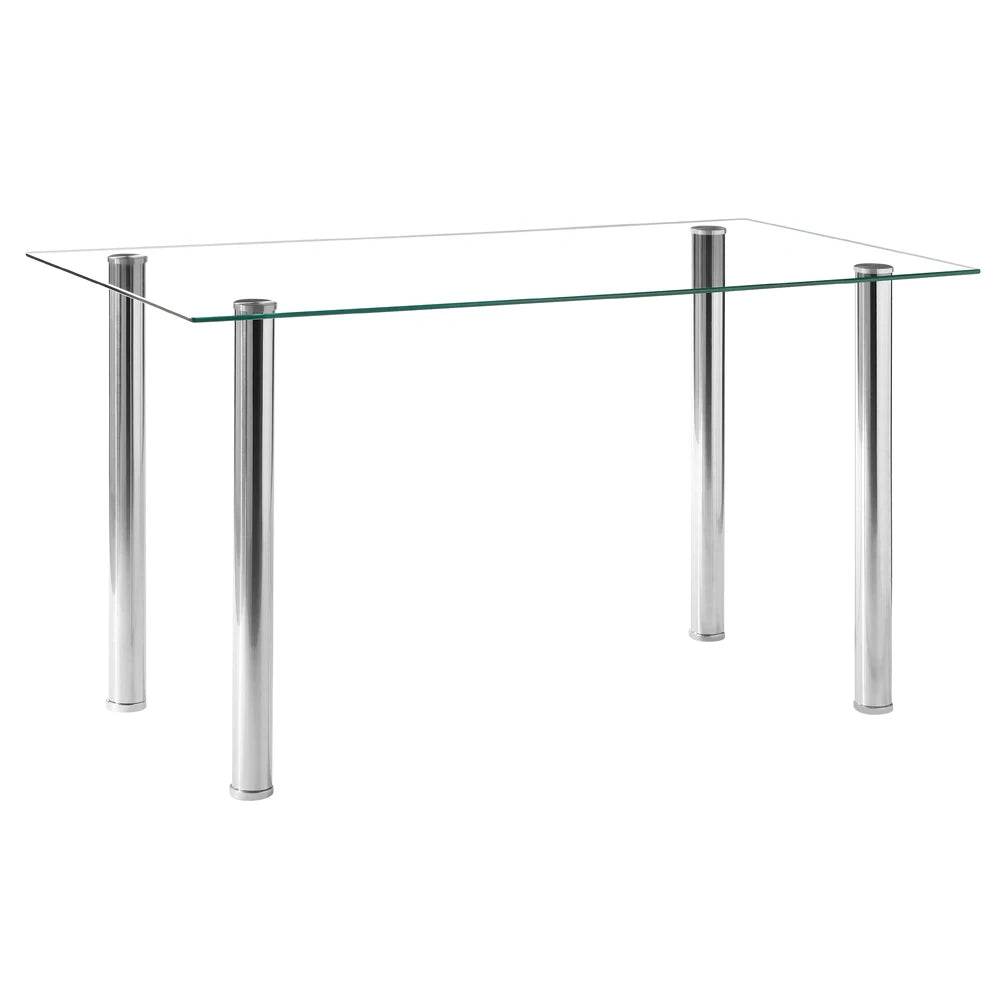 Simple Assembled Transparent Glass and Iron Dinner Table - Loft&Timber