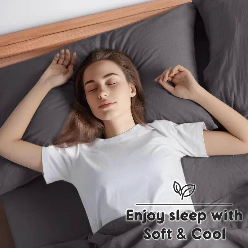 100% French Pure Linen Sheets, Breathable and Durable Line Queen Size Sheets - Loft&Timber