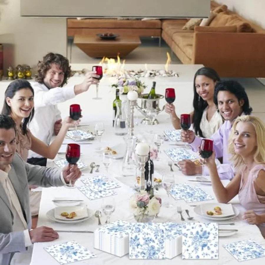 120Pcs Blue Floral napkins - Loft&Timber