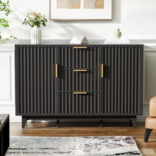 47.2" Large Fluted Buffet Storage Cabinet with 3 Drawers - Loft&Timber