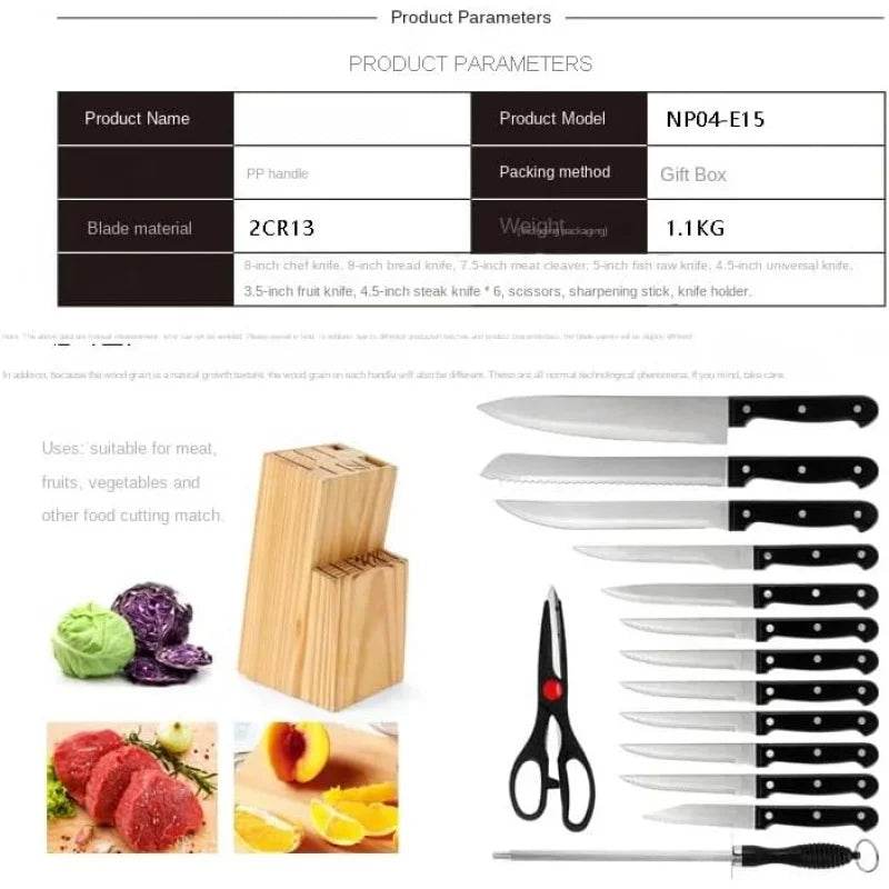 15-Piece Kitchen Knife set with Wooden Block - Loft&Timber