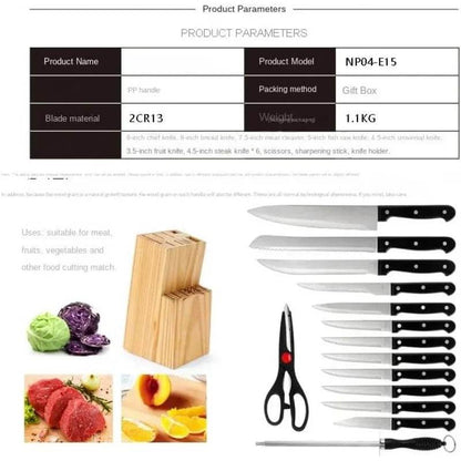 15-Piece Kitchen Knife set with Wooden Block - Loft&Timber