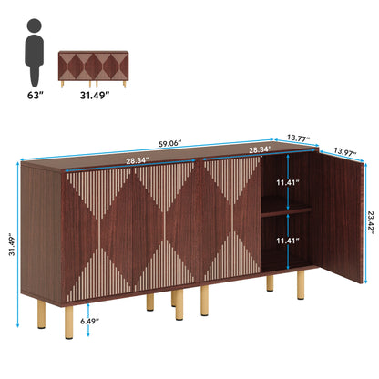 59" Tribesigns Modern Natural Storage Cabinet; Freestanding Floor Cabinet - Loft&Timber
