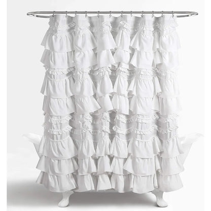 Kemmy Ruffled shower curtain, single, 72" w x 72", white