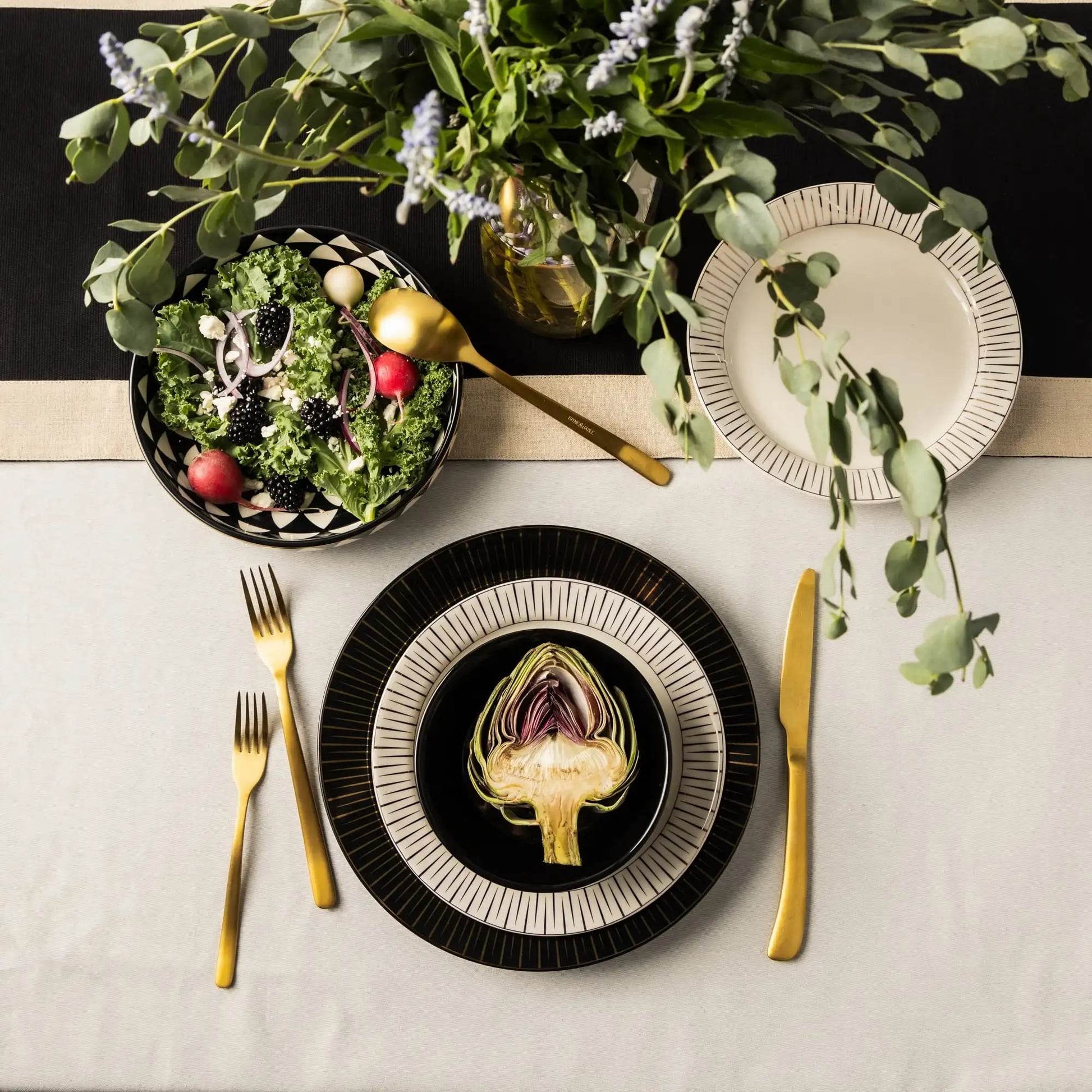 Premium Black White Ceramic Bowls 4-Pack - Loft&Timber