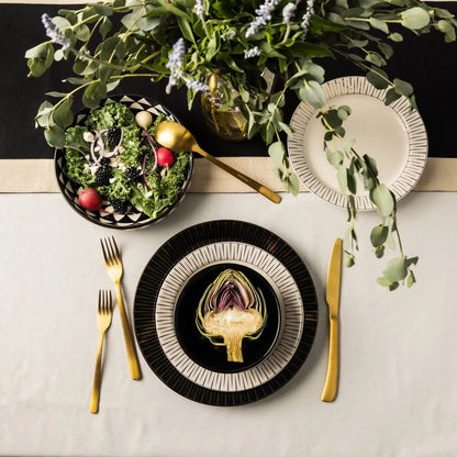 Premium Black White Ceramic Bowls 4-Pack - Loft&Timber