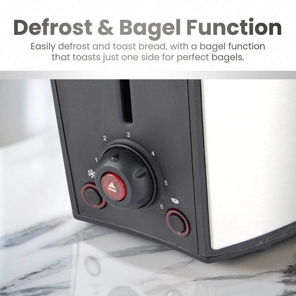Stainless Steel 2 Slice Toaster with Extra Wide Slots Bagel Function - Loft&Timber