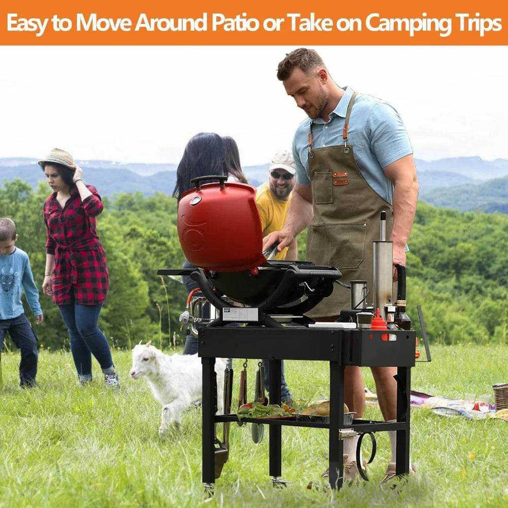 Portable Grilling Station with Wheels, Blackstone Griddle Support for 17 & 22, Collapsible Grilling Table for Weber, Outdoor Woo - Loft&Timber