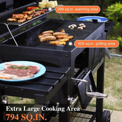 Sophia & William Extra Large Charcoal BBQ Grills with 794 SQ.IN. Cooking Area, Heavy Duty Outdoor Barbecue Grill with 2 Individu - Loft&Timber