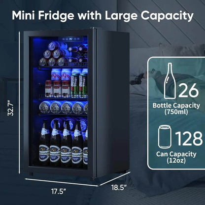 Beverage Fridge, Mini Fridge With Glass Door - Loft&Timber