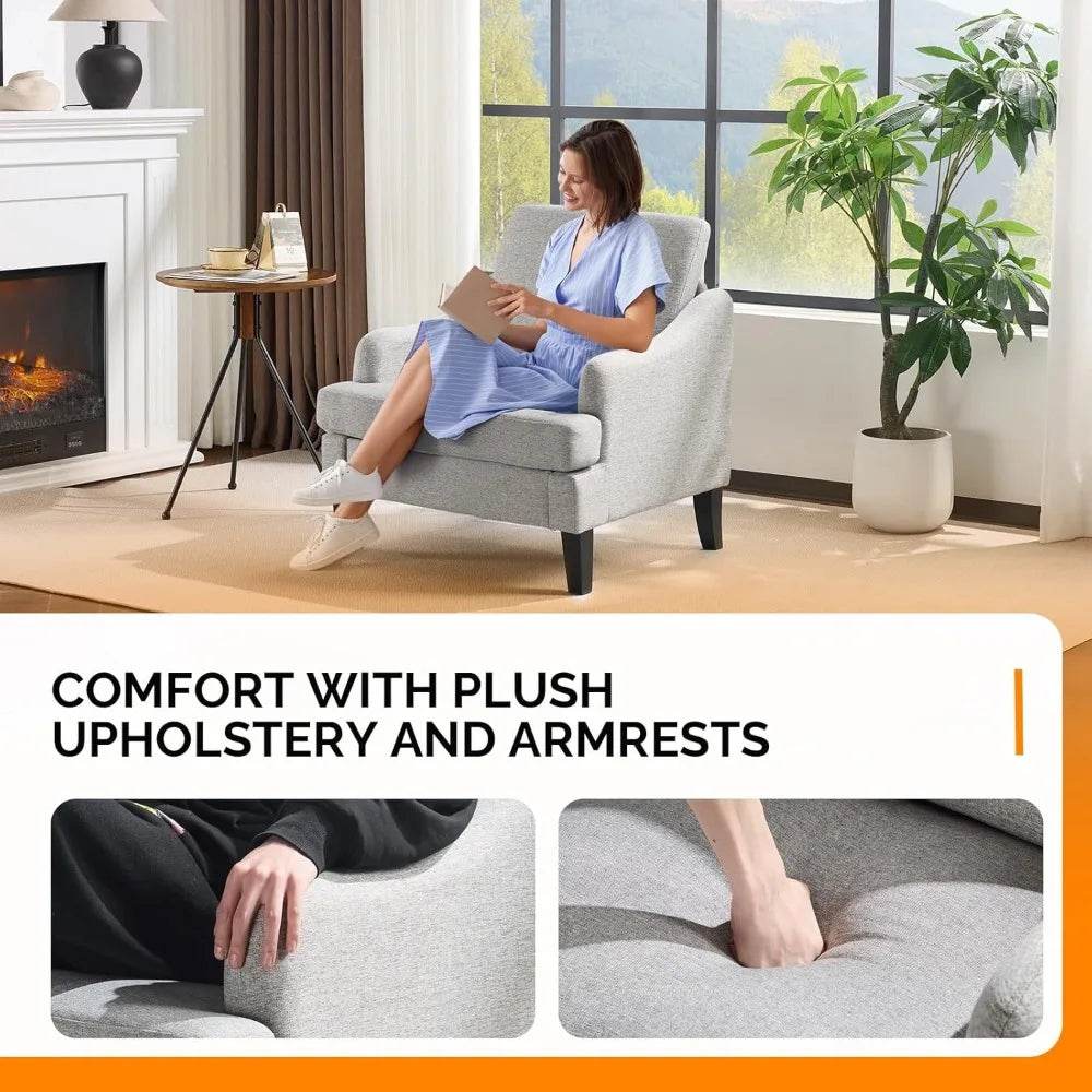 Linen Fabric Accent Chair Grey - Loft&Timber