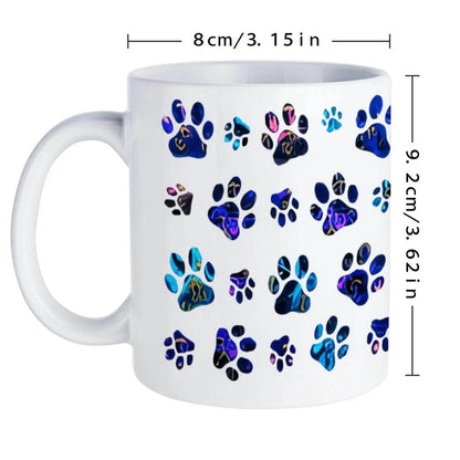 A Collection Of Blue And Purple Paw Prints. Coffee Mugs, 330ml Iced Coffee Cup - Loft&Timber