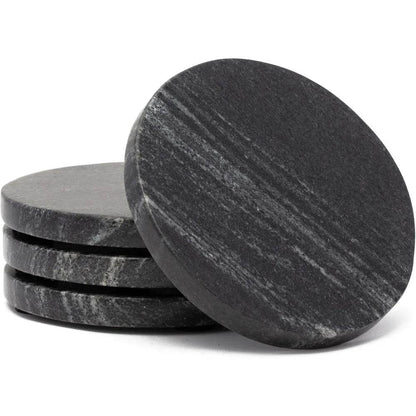 4 Pack Natural Black Marble Round Coasters - Loft&Timber