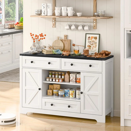 47" Vabches Buffet Cabinet Wood Sideboard Cabinet - Loft&Timber