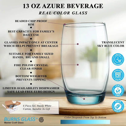 13 Oz Italian-Style Drinking Glasses, Set of 6 - Loft&Timber