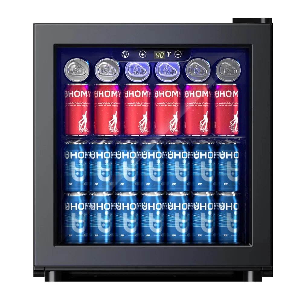 50 Can Mini Beverage Refrigerator Cooler Adjustable Temperature LED Light - Loft&Timber