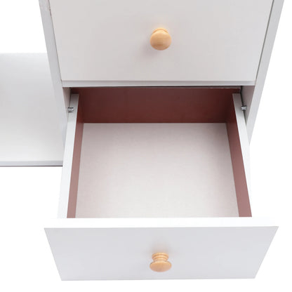 Bymaocar Warm White Nightstand with 2 Drawers, 16.9x10.2x23.6In Compact Bedside Table, Versatile Vanity Dresser for Living Room
