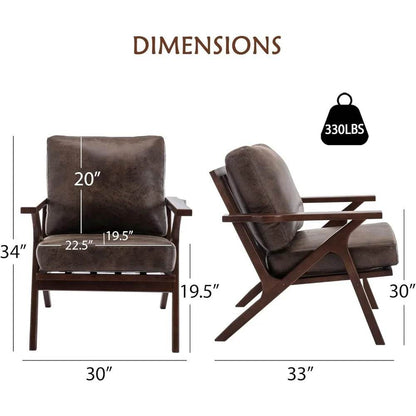 Accent Chairs for Living Room,PU Leather Mid Century - Loft&Timber